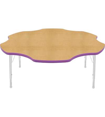 Creative Colors® Activity Table, Daisy, 60" Diameter, Maple Top Color, Purple Edge Color, Standard Leg Height, Platinum Silver L