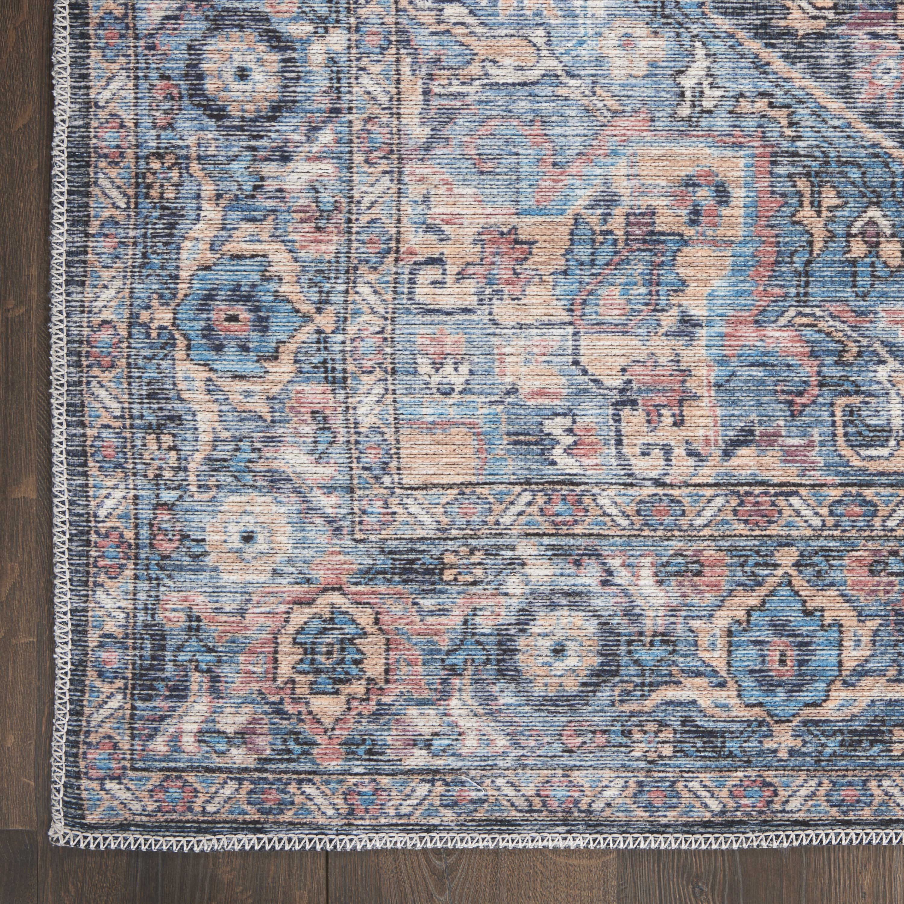Nourison New Concept Washables 9'2" x 12' Light Blue Multicolr Vintage Indoor Rug