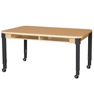 Mobile 36" x 60" Four Seater High Pressure Laminate Desk w/Adjustable Legs 19-30"