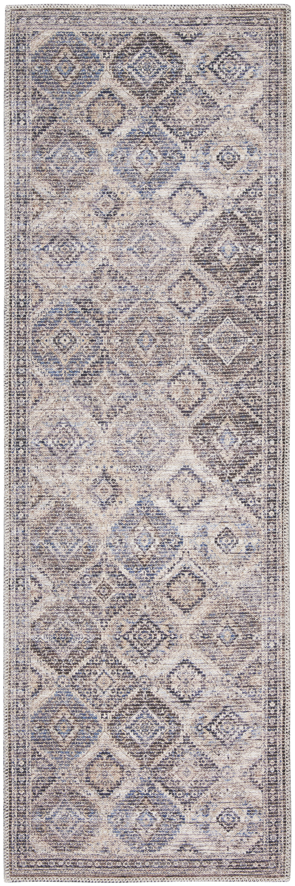Nourison New Concept Washables 2'2" x 10' Ivory Latte Vintage Indoor Rug