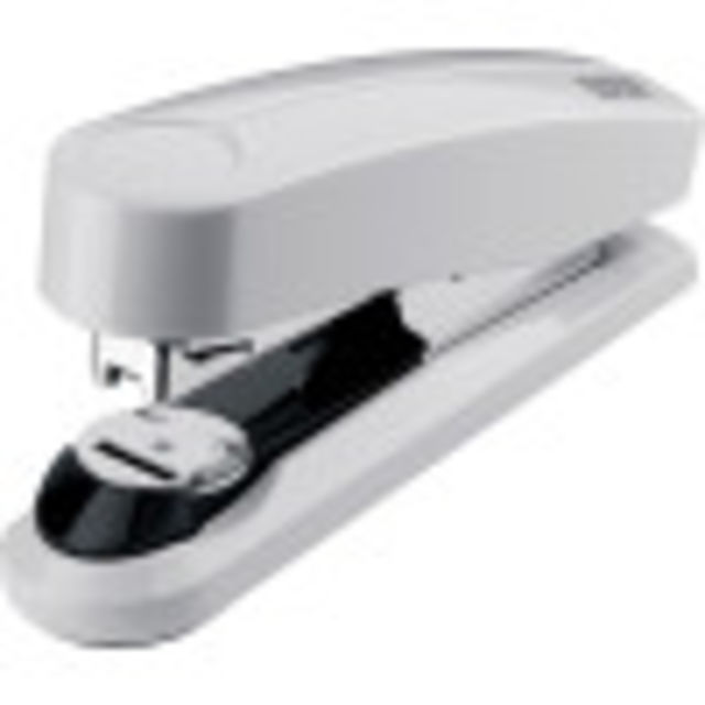 High performance executive stapler for stapling up to 40 sheets and includes temporary pinning and tacking.