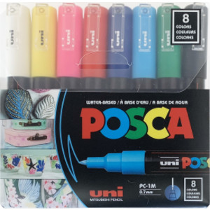 PC-1M Paint Markers, Extra Fine Bullet Tip (0.7-1.0 mm), Assorted Colors, Set of 8