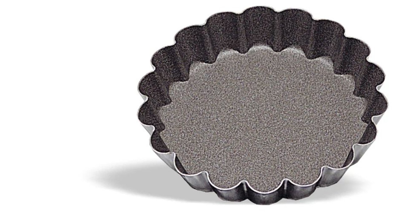 Round Fluted tart mould 6 cm steel in gray