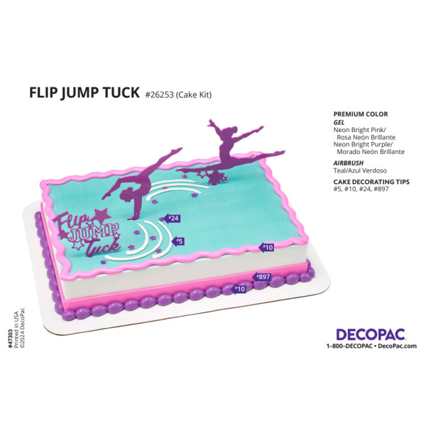Flip, Jump, Tuck Cake Decorating Instruction Card