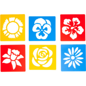 Flower Stencils, Plastic, 6 Count