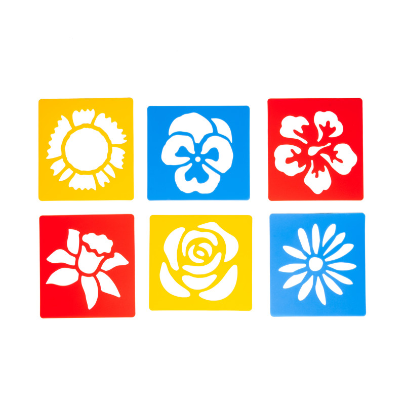 Flower Stencils, Plastic, 6 Count