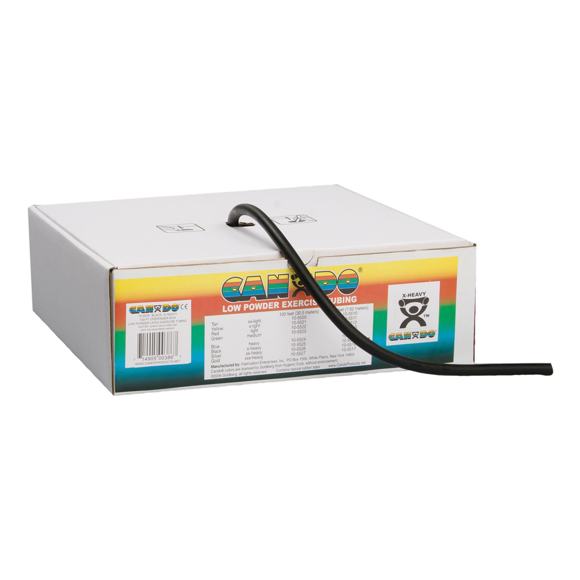 CanDo® Low Powder Exercise Resistance Tubing, Black, 100', X-Heavy Resistance
