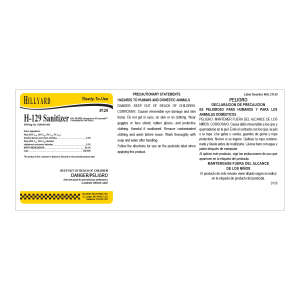 Label RTU 129 H-129 Sanitizer