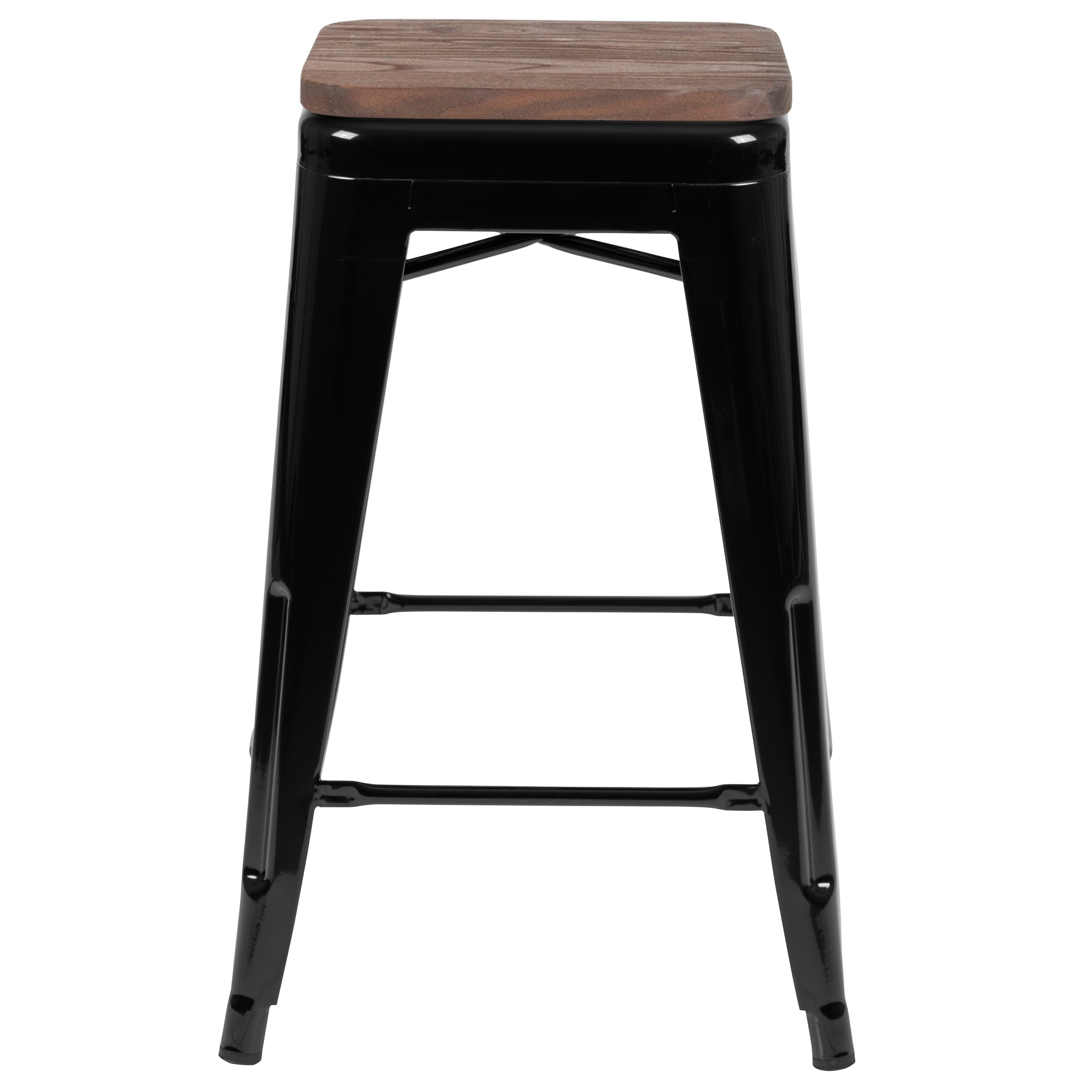 Cierra 24" High Metal Counter-Height, Indoor Bar Stool with Wood Seat in Gun ... - Picture 33 of 49