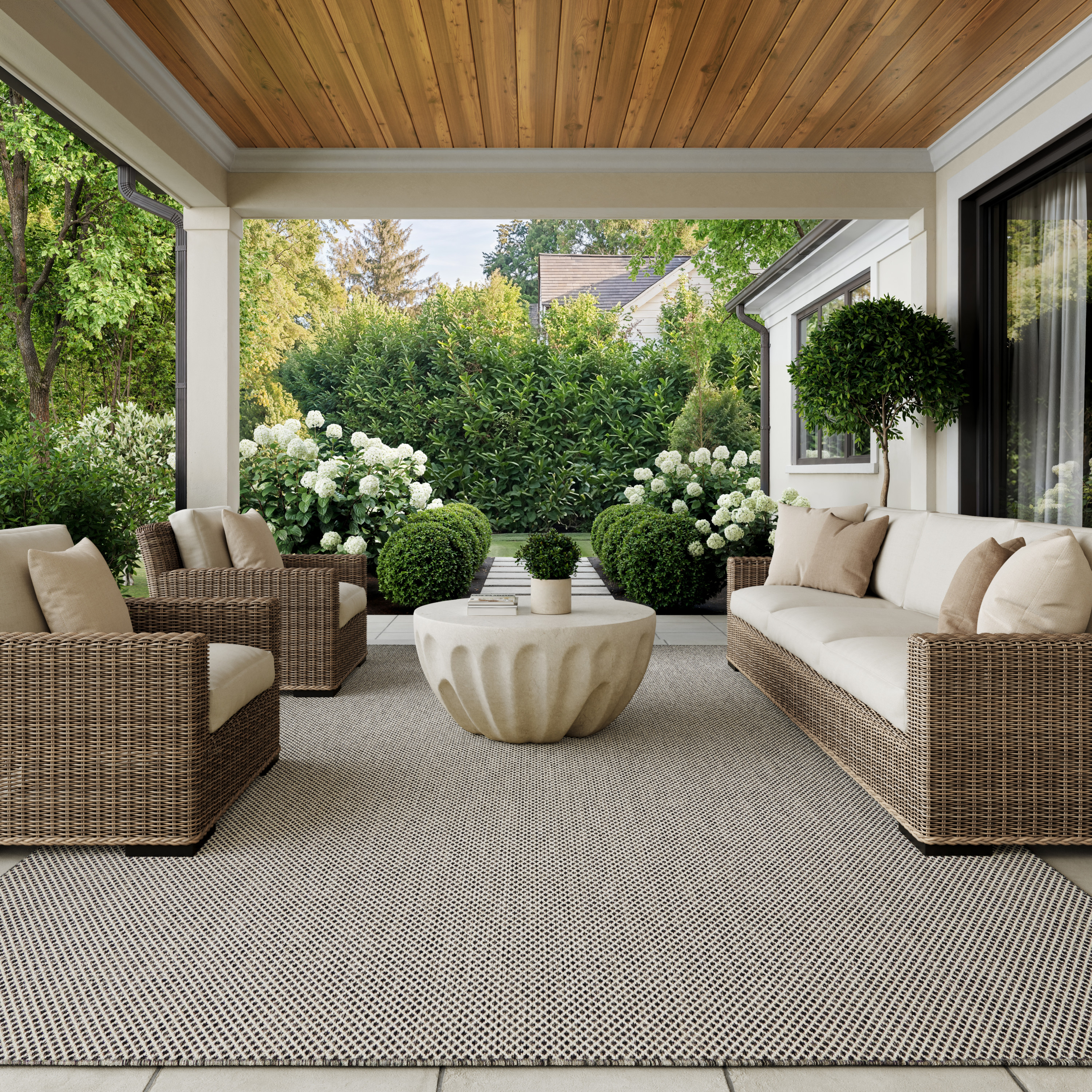 Nourison Courtyard 8' x 10' Ivory Charcoal Modern Rug