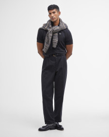 Tartan Pique Polo Shirt Black/Cedarwood