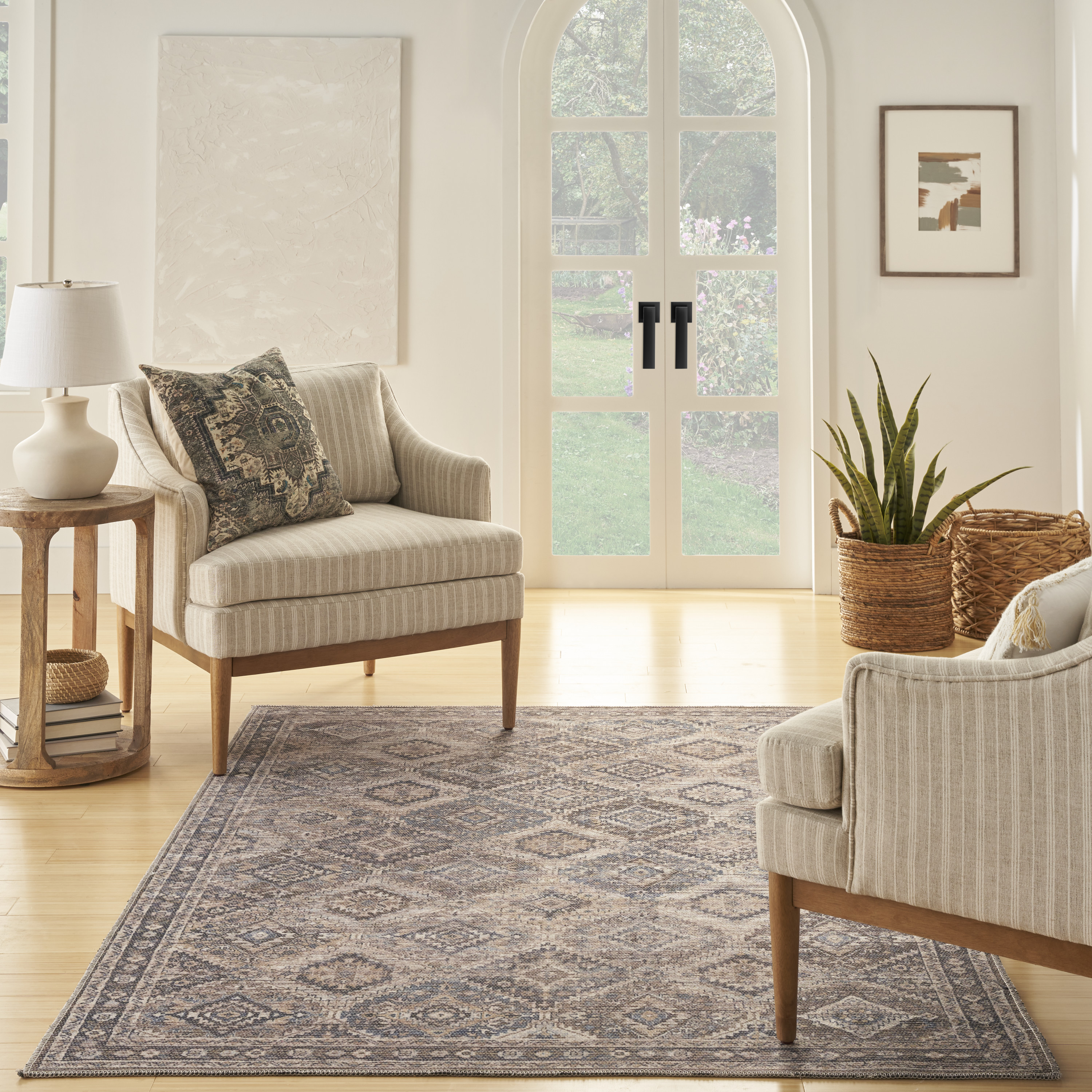 Nourison New Concept Washables 6' x 9' Ivory Latte Vintage Indoor Rug