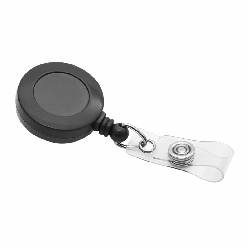 Standard Round ID Badge Reel with Swivel Spring Clip, Black