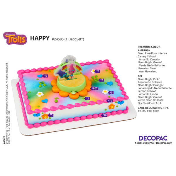 DreamWorks Trolls Happy Cake Decorating Instruction Card