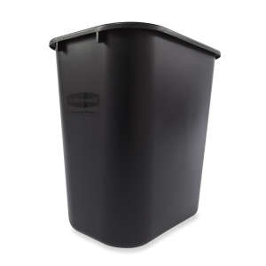 Rubbermaid Commercial, 7gal, Resin, Black, Rectangle, Receptacle