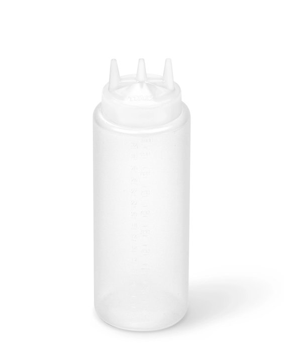 32-ounce Traex® Color-Mate Tri Tip™ wide-mouth clear squeeze dispenser with clear top