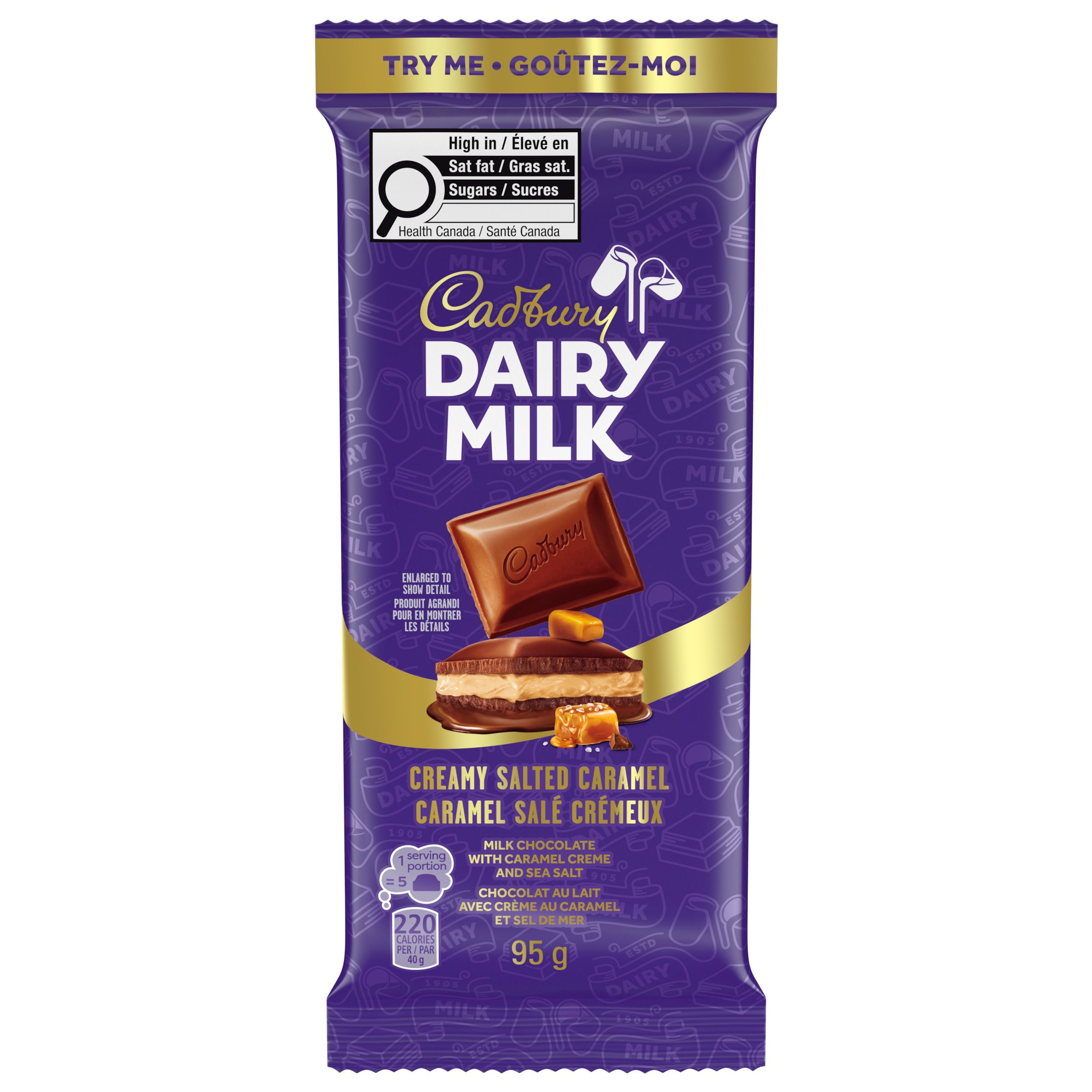 Cadbury Dairy Milk Caramel salé crémeux, 95 g