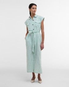 Abby Striped Midi Dress Kelly Green/White Stripe