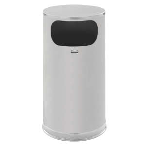 Rubbermaid Commercial, Flat Top, Round, Metal, 12 gal, Stainless Steel, Silver, Round, Receptacle