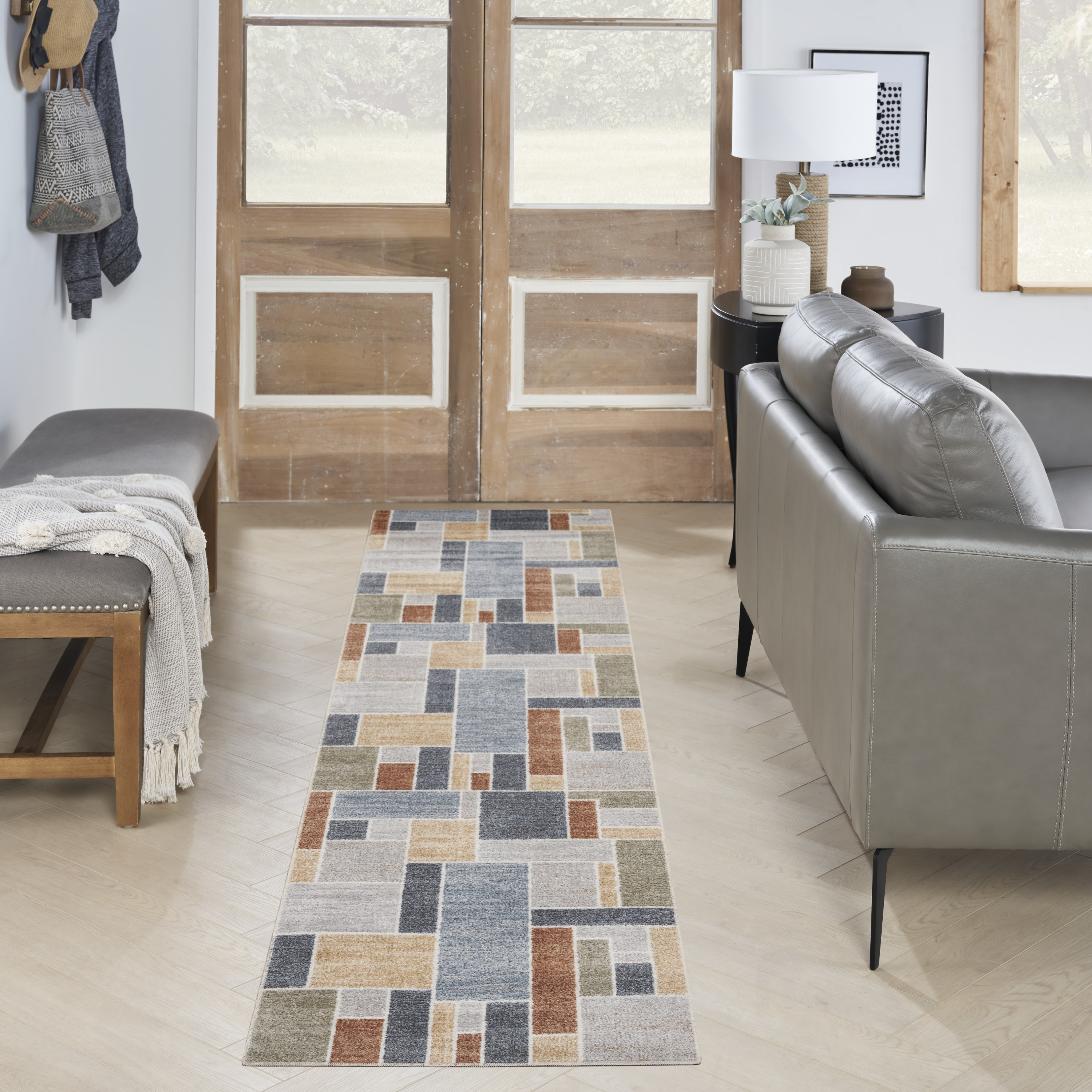 Nourison Astra Machine Washable 2'2" x 10' Multicolor Contemporary Indoor Rug