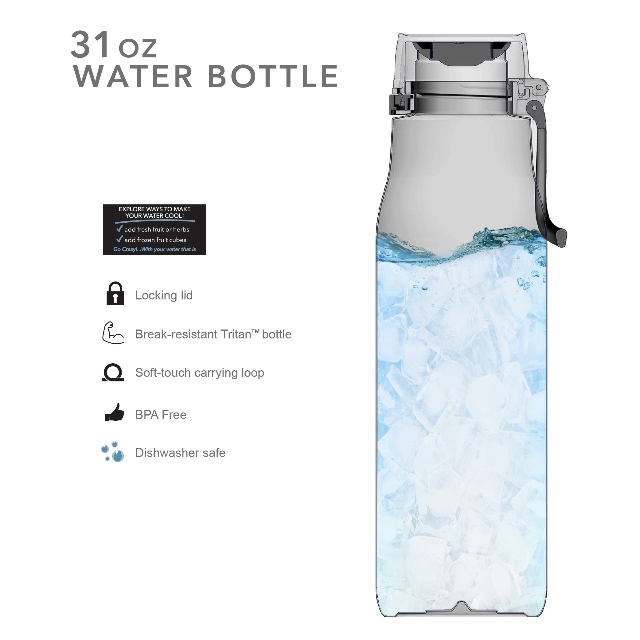 Kiona 31 ounce Water Bottle, Indigo slideshow image 7 Kiona 31 ounce Water Bottle, Indigo slideshow image 7