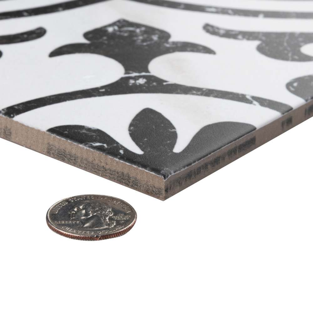 Merzoni Ornate Marquina 17-7/8 in. x 17-7/8 in. Porcelain Floor and Wall Tile