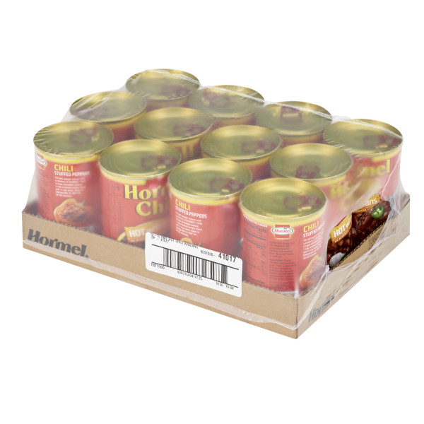 HORMEL(r) Hot Chili W/Beans, 12/15oz. . C1RA - Front Right Closed Case (Hi Res)