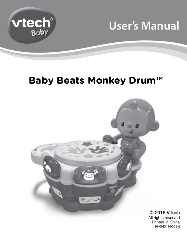 VTech Baby Beats Monkey Drum, Fun Animated Music Toy for Infant ...