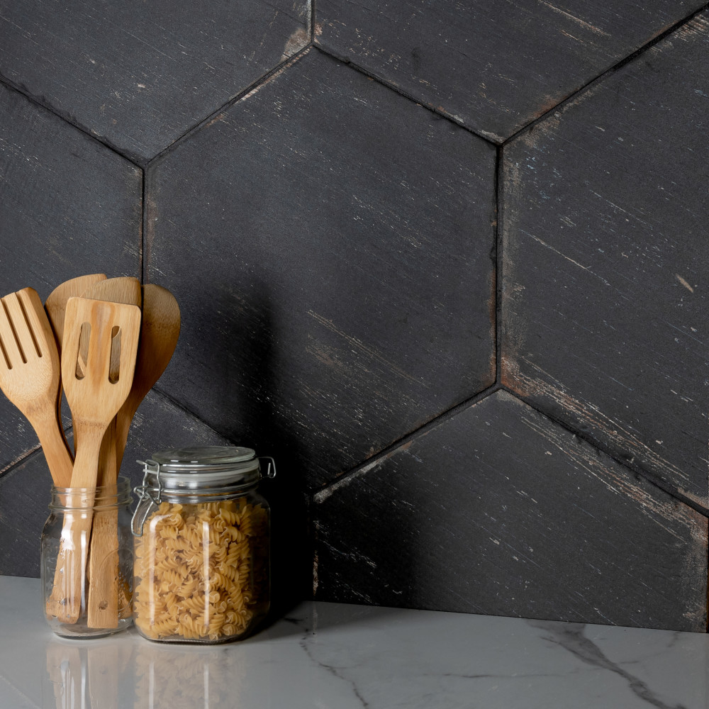 Retro Hex Nero 14-1/8 in. x 16-1/4 in. Porcelain Floor and Wall Tile