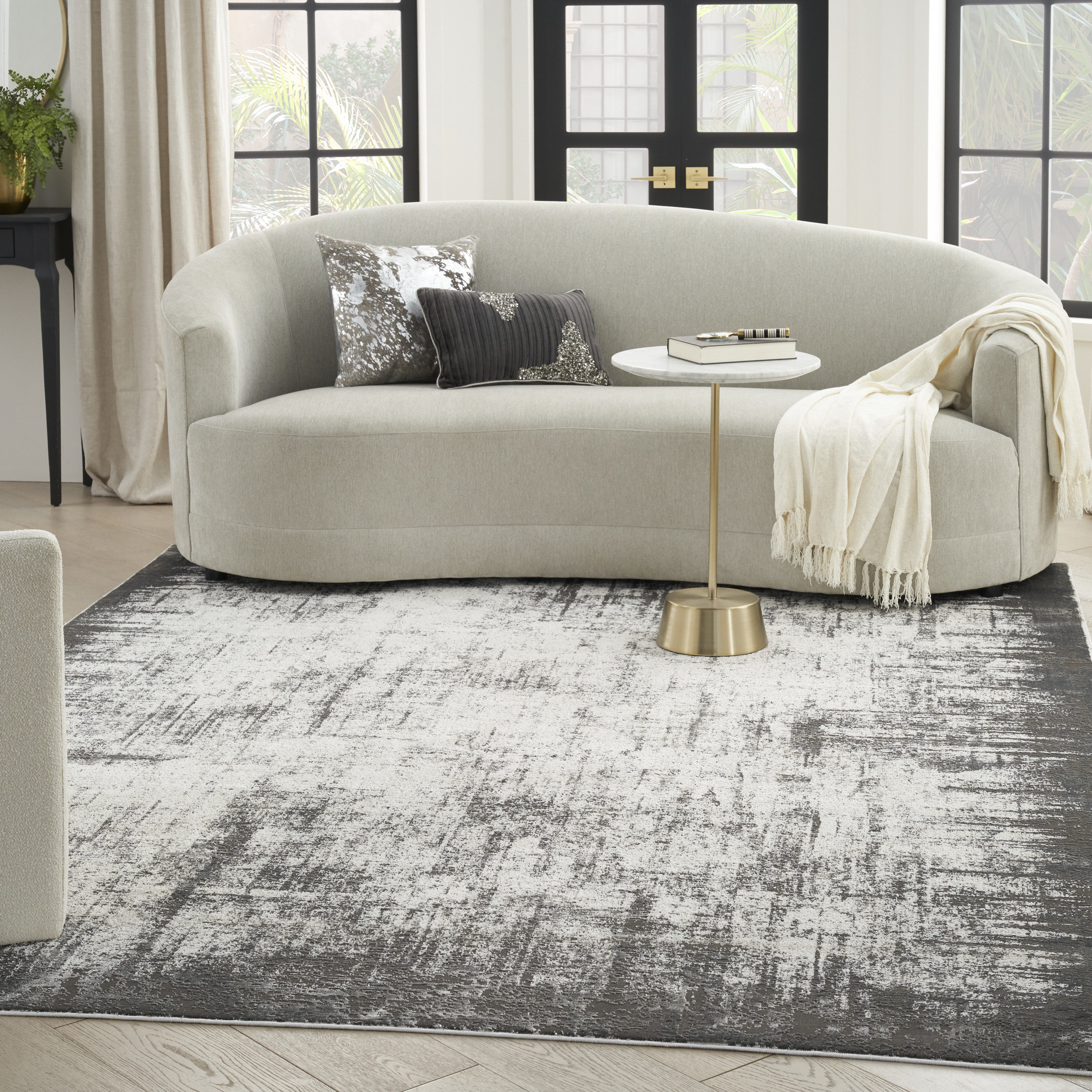 Nourison Desire 7'10" x 9'10" Grey Ivory Modern Indoor Rug