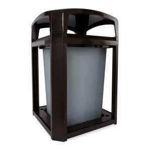 RUB3975BK, Rubbermaid Commercial,  Landmark Series Classic Container,  Dome Top with Rigid Liner, 50 gal, Plastic, Black