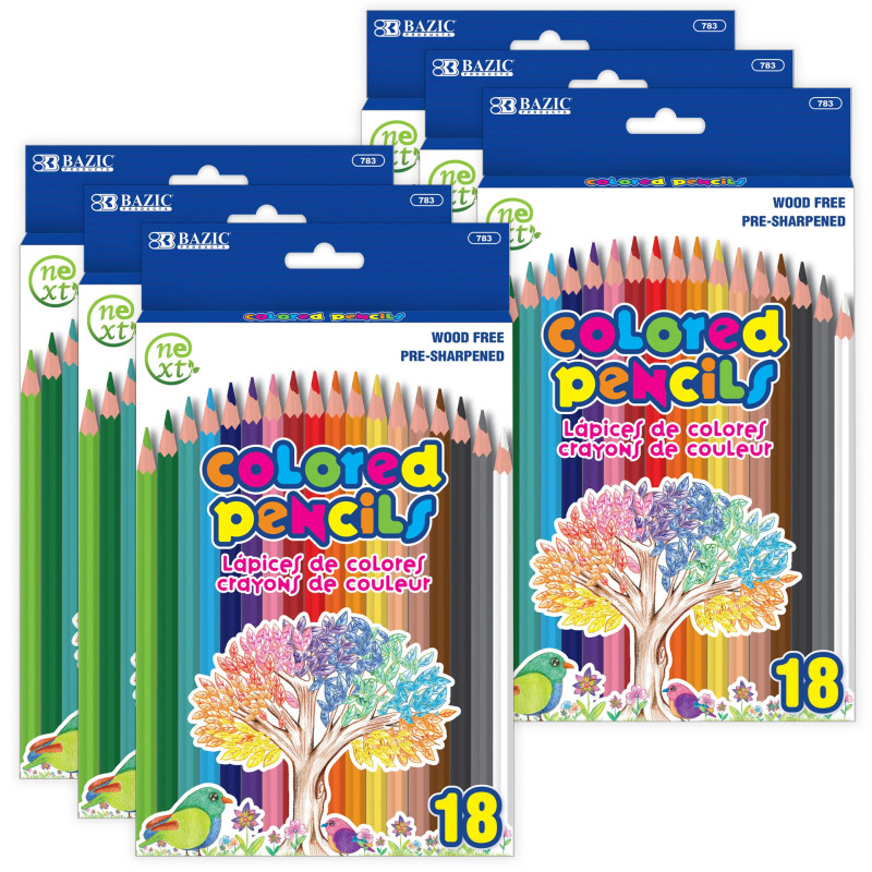 Next Colored Pencils, Assorted Colors, 18 Per Box, 6 Boxes