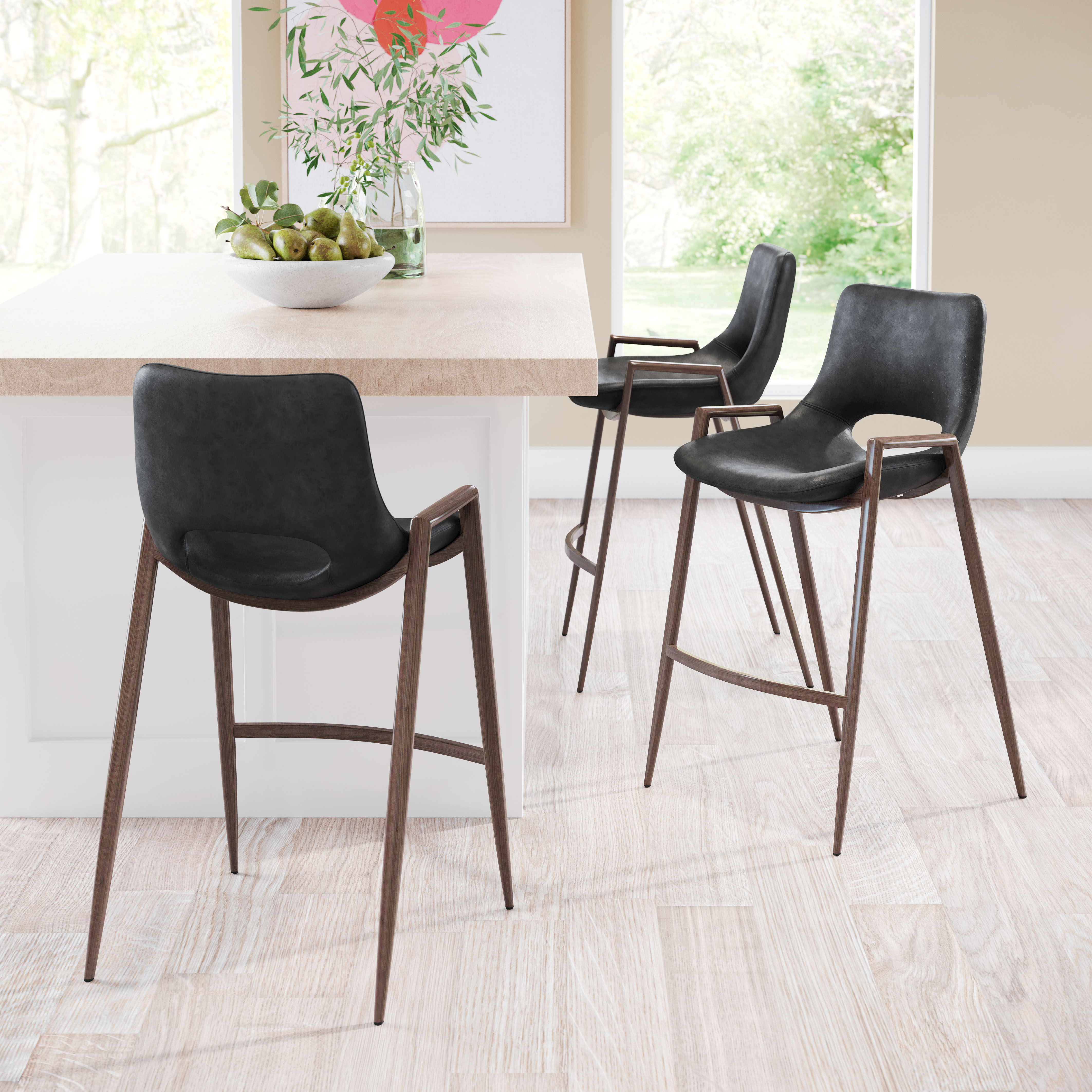 Desi Counter Stool (Set of 2) Black & Walnut product image