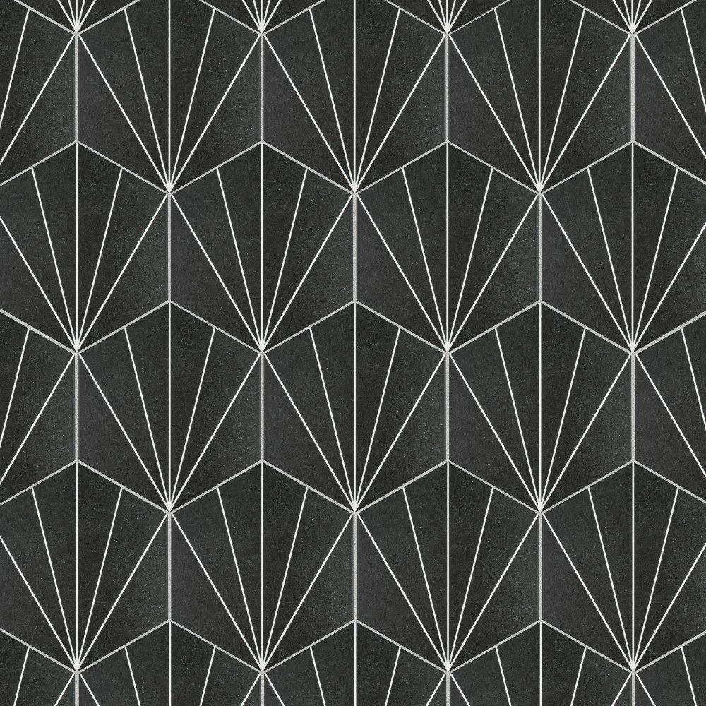 Aster Hex Nero 8.63x9.88 Hexagon Porcelain Floor and Wall Digital Pattern