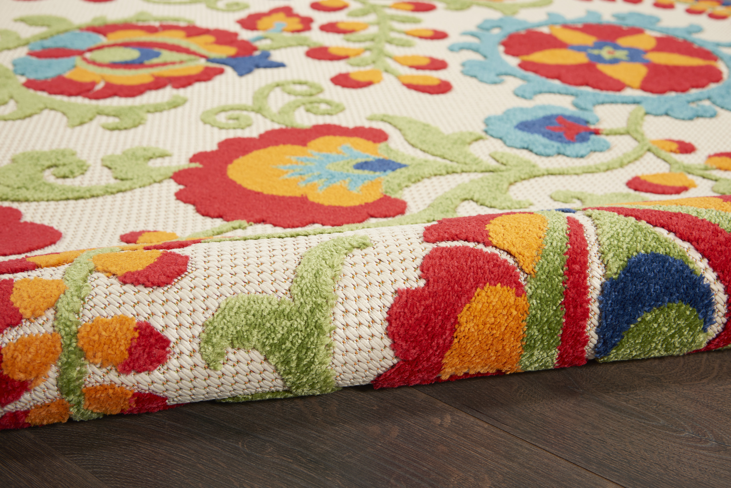Nourison Aloha 2'3" x 8' Multicolor Farmhouse Rug
