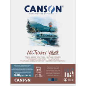 Mi-Teintes Velvet Drawing Paper Pad, Cool Tones, 260 lb/430 gsm, 12 Sheets, 9.4 x 12.6 in
