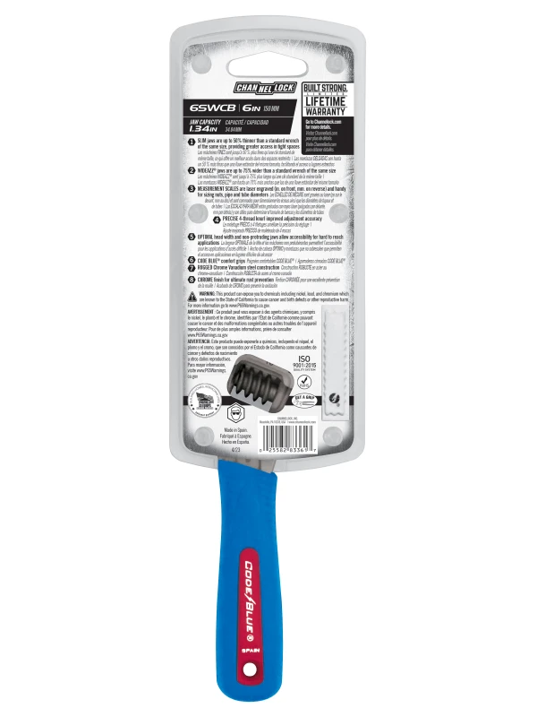 6SWCB 6-inch CODE BLUE® WideAzz® Slim Jaw Adjustable Wrench