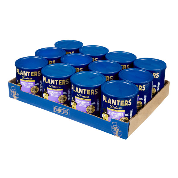 PLANTERS(r) Deluxe Mixed Nuts 12/15.25oz . C1RM - Front Right Open Case (Hi Res)