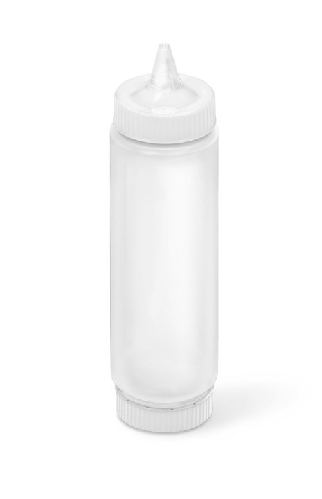 Dispensador transparente con boquilla simple FIFO de 710 ml con tapón y base transparente