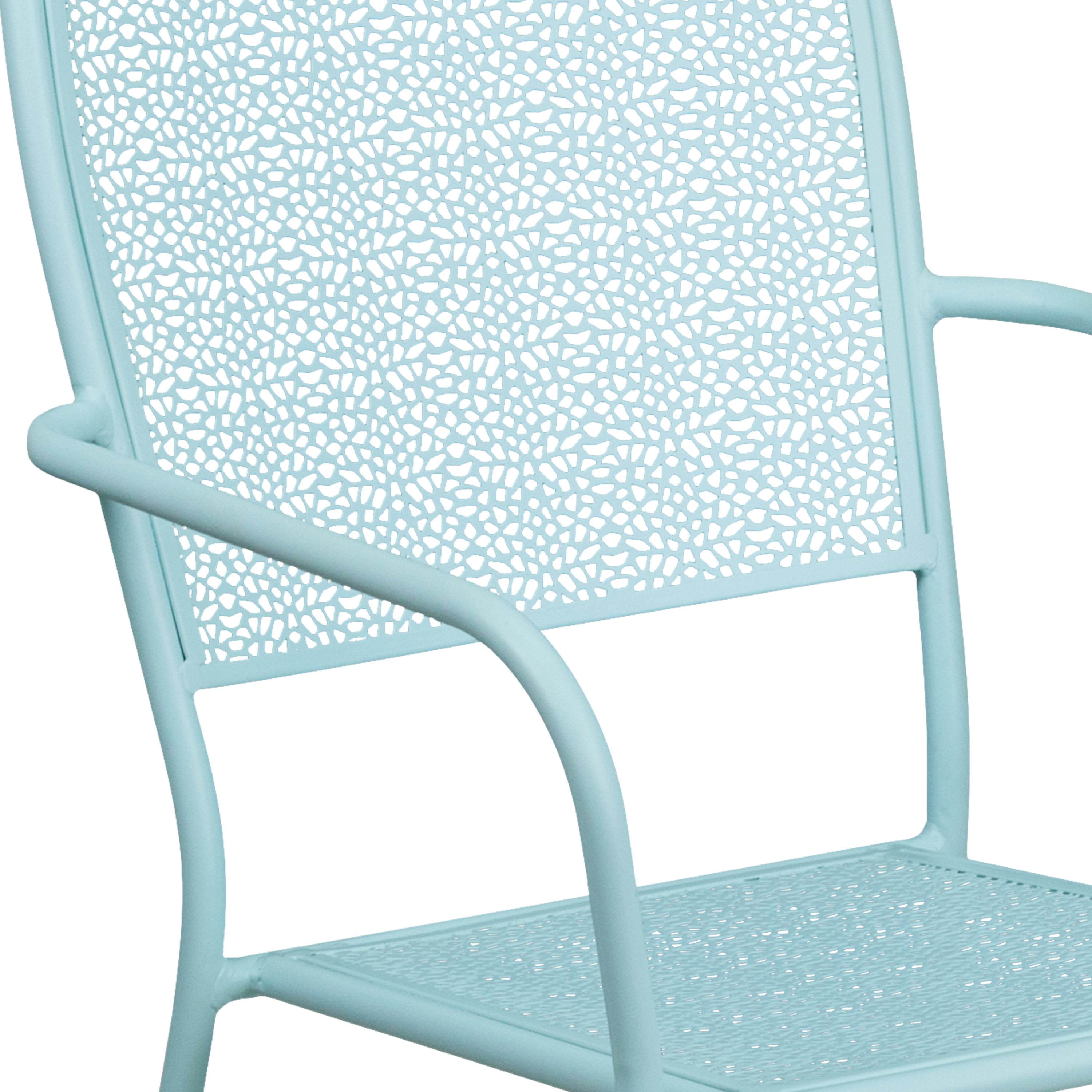 Commercial Grade Sky Blue Indoor-Outdoor Steel Patio Arm Chair with Square Back - Picture 29 of 61