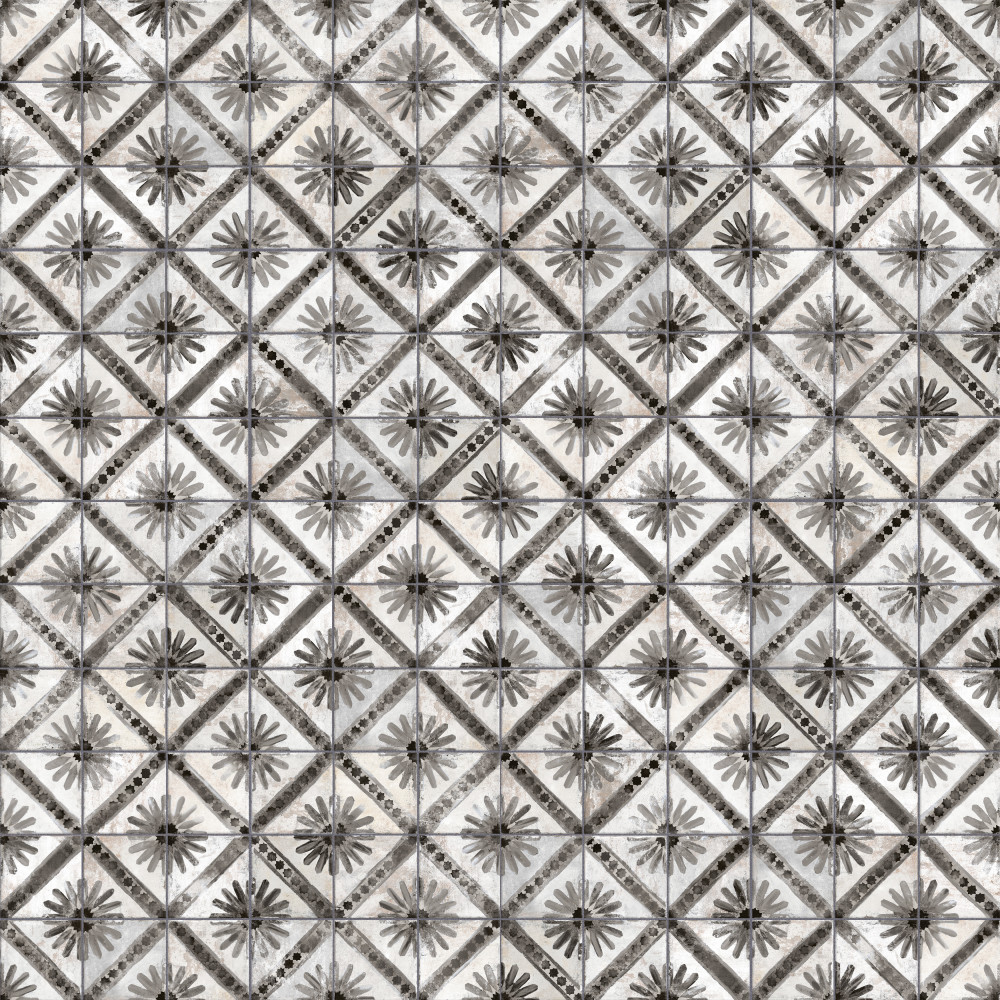 Harmonia Kings Marrakech Black 13x13 Square Ceramic Floor and Wall Digital Pattern