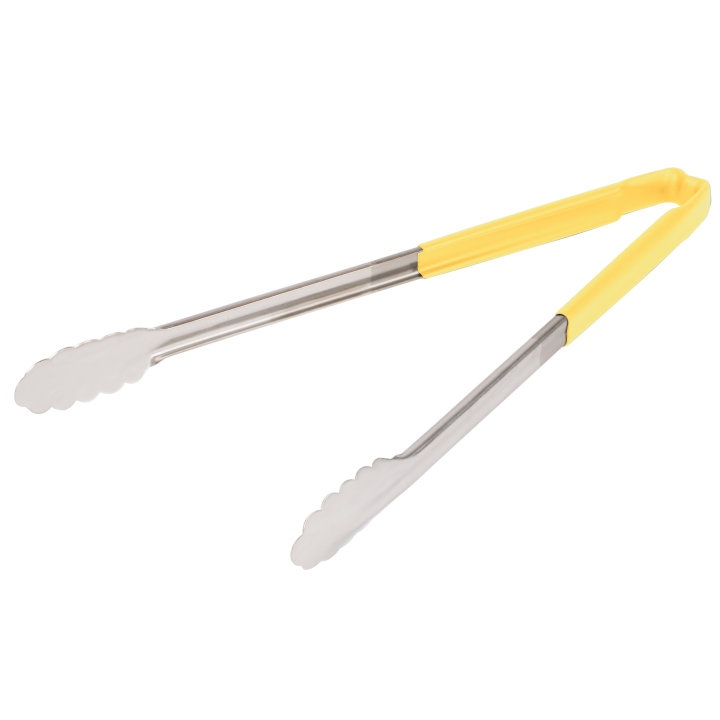 Pinzas festoneadas monobloc de acero inoxidable de 40 cm con mango amarillo Kool-Touch®