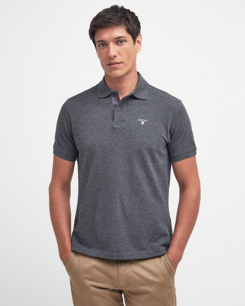 Tartan Pique Polo Shirt Slate Marl