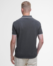 Evan Short-Sleeved Polo Shirt Asphalt Marl/White