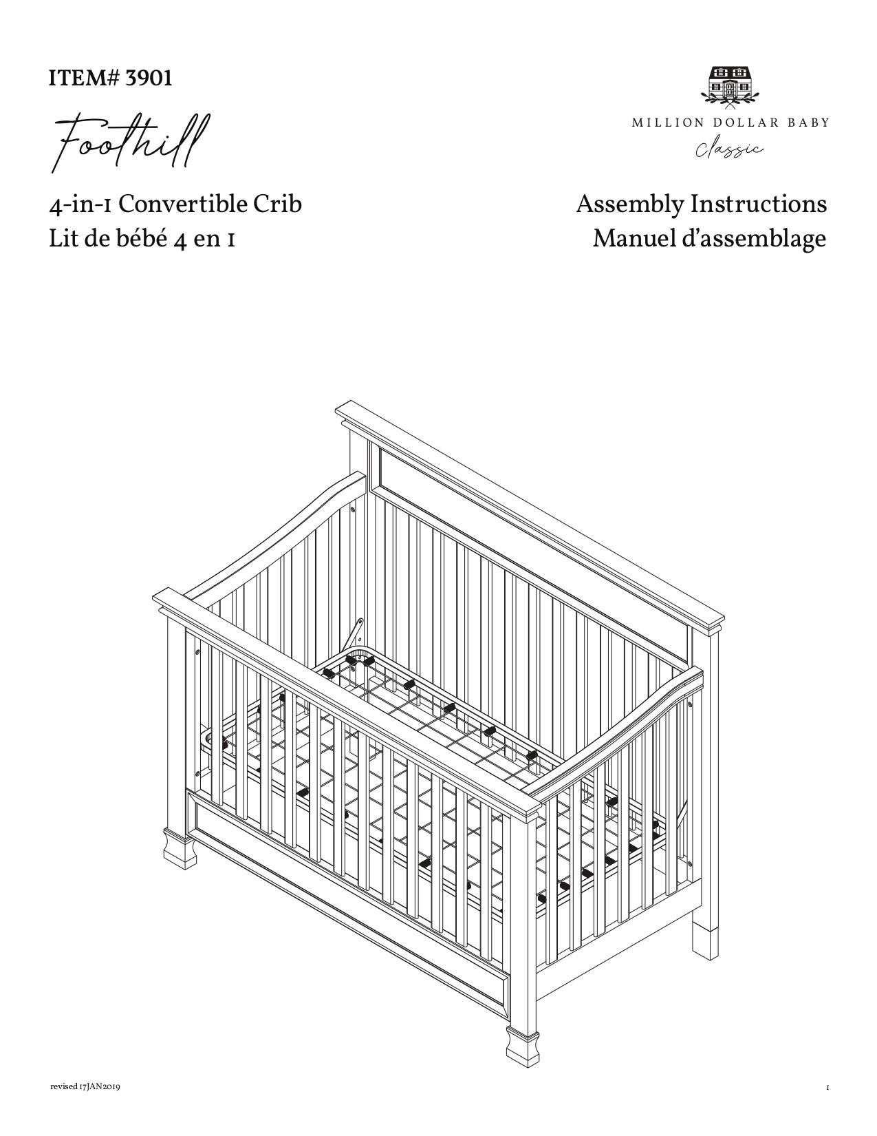 Million Dollar Baby Classic Foothill 4in1 Convertible Crib