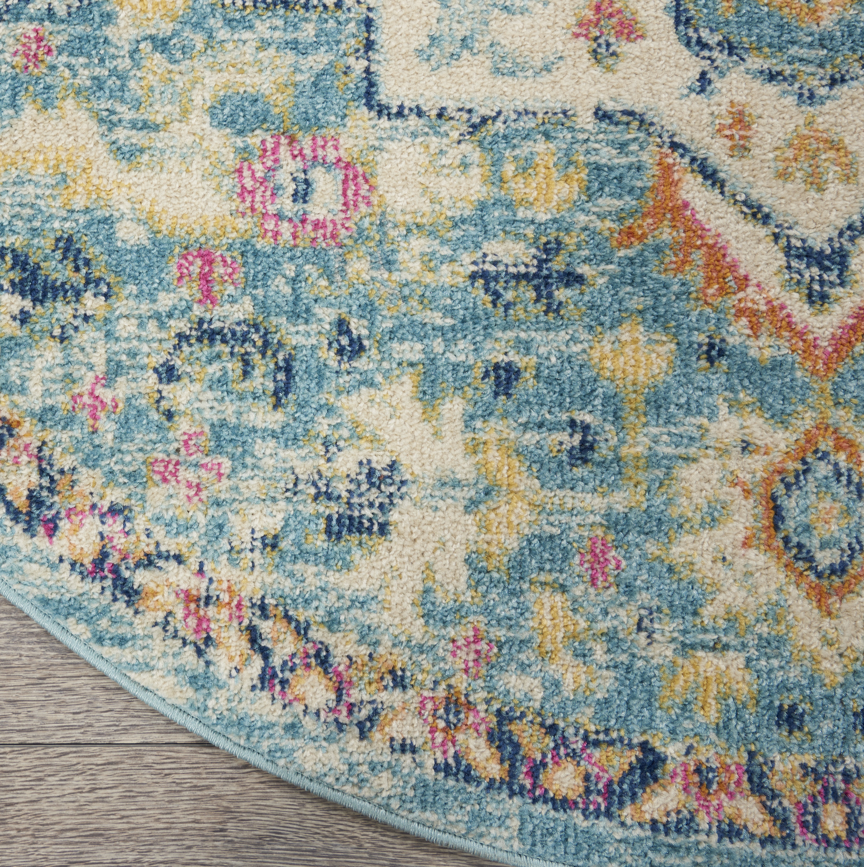 Nourison Passion 8' x Round Ivory Light Blue Bohemian Indoor Rug