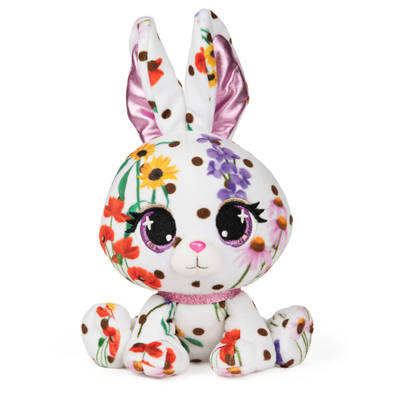 P.Lushes Pets Flora Karrats Designer Fashion Plush Toy, Collectible Bunny Stuffed Animal, White/Multicolor, 6”