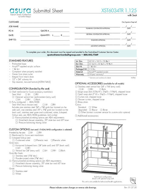 Spec Sheet — Cd Shower Spec Sheet Asura Xst 6034 Tr 1 125 Seat
