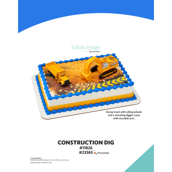 Construction Dig The Magic of Cakes® PhotoCake® Enhanced Background Page