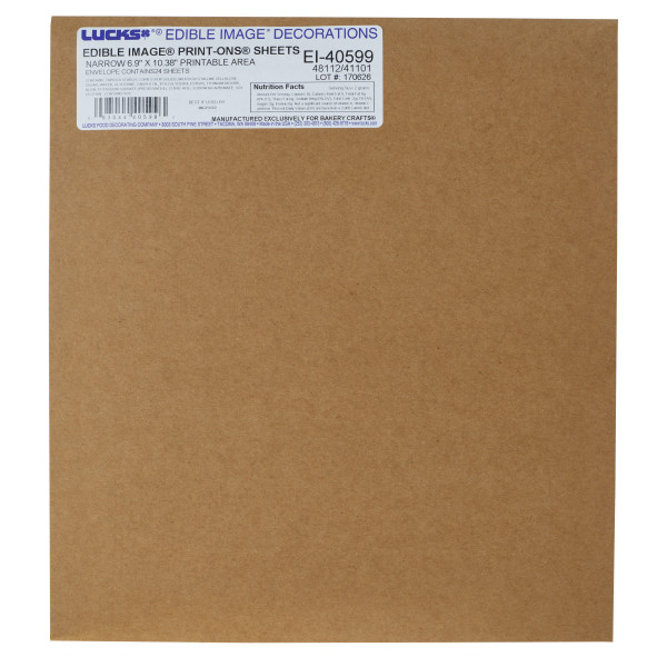 Lucks Copy Confection® Print-Ons®, 1/4 Sheet Narrow Copy Confection® Edible Paper